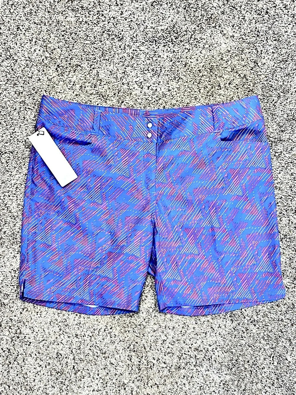 Adidas 2015 W Print 7” Activewear Bermuda Short Baja Blue Women's Size 12 N